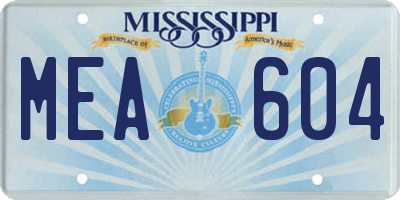 MS license plate MEA604