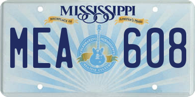 MS license plate MEA608