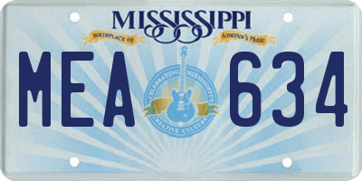 MS license plate MEA634