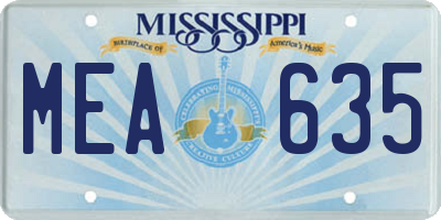 MS license plate MEA635