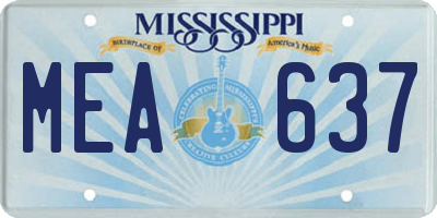 MS license plate MEA637