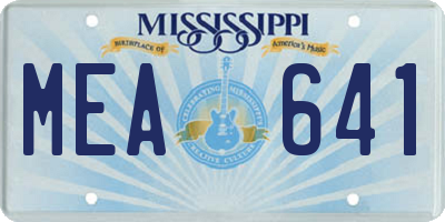 MS license plate MEA641