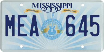 MS license plate MEA645