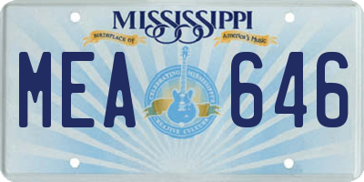 MS license plate MEA646
