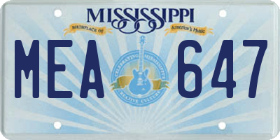 MS license plate MEA647