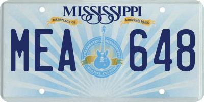 MS license plate MEA648