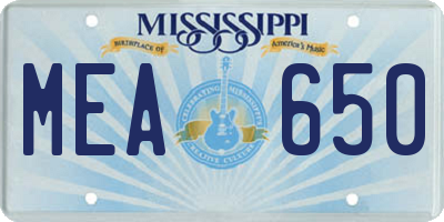 MS license plate MEA650
