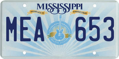 MS license plate MEA653