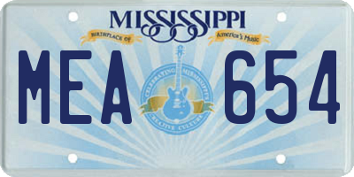 MS license plate MEA654