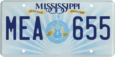 MS license plate MEA655