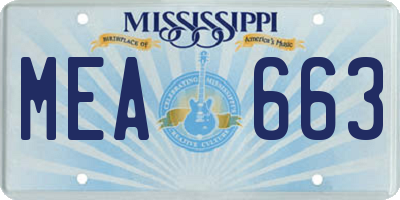 MS license plate MEA663