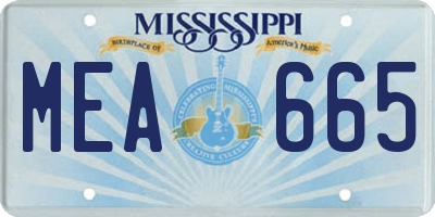 MS license plate MEA665