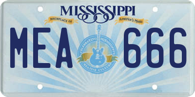 MS license plate MEA666