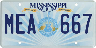 MS license plate MEA667