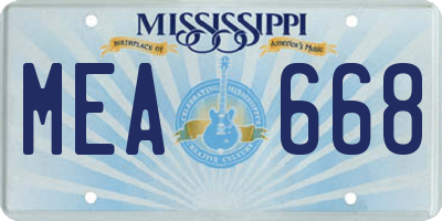MS license plate MEA668