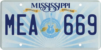 MS license plate MEA669