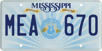 MS license plate MEA670