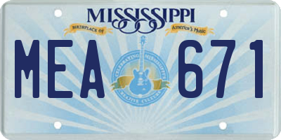 MS license plate MEA671