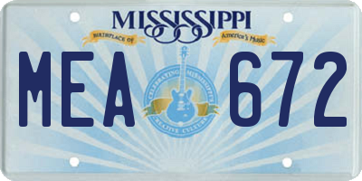 MS license plate MEA672