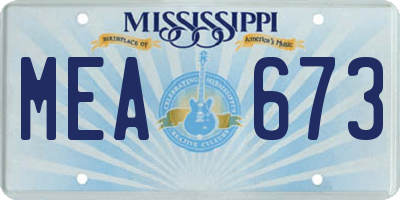 MS license plate MEA673