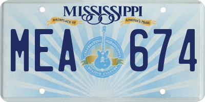 MS license plate MEA674