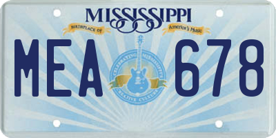 MS license plate MEA678
