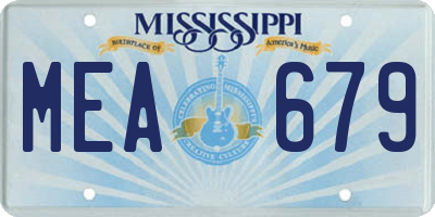 MS license plate MEA679