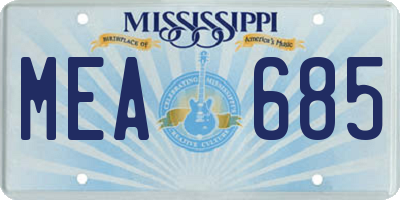 MS license plate MEA685