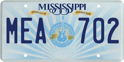 MS license plate MEA702