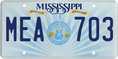 MS license plate MEA703