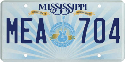 MS license plate MEA704