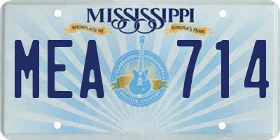 MS license plate MEA714