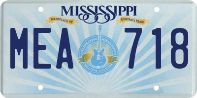 MS license plate MEA718