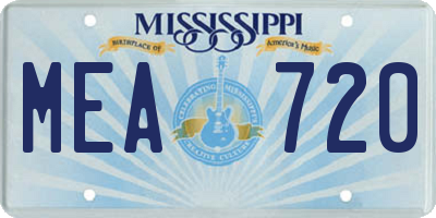 MS license plate MEA720
