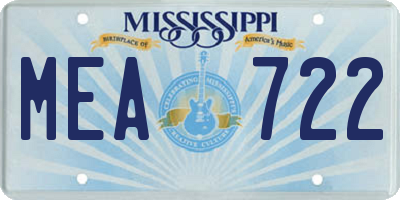 MS license plate MEA722