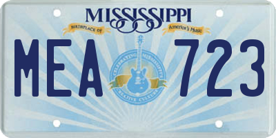 MS license plate MEA723