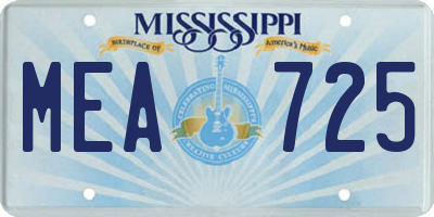 MS license plate MEA725