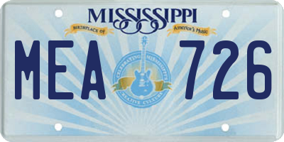 MS license plate MEA726