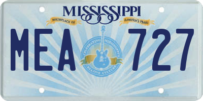 MS license plate MEA727