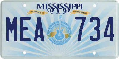 MS license plate MEA734