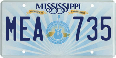 MS license plate MEA735