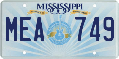 MS license plate MEA749