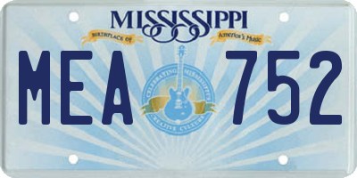 MS license plate MEA752