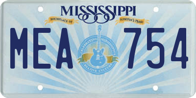 MS license plate MEA754