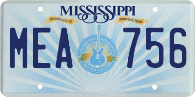 MS license plate MEA756