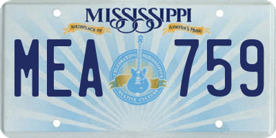 MS license plate MEA759