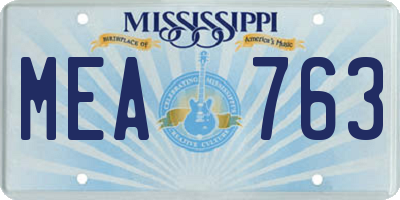 MS license plate MEA763