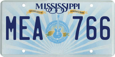 MS license plate MEA766