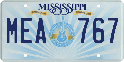 MS license plate MEA767
