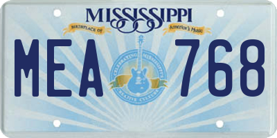 MS license plate MEA768